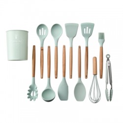 Household Silicone Wooden Cooking Utensil Kitchen Accessories Set