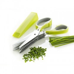 Herb Scissors Multipurpose Kitchen Mincing Shear 5 Blades and Cover Stainless Steel