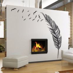 Left Flying Feather Wall Stickers Home Decor Home Wallpaper