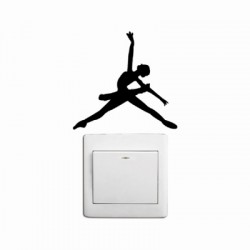 Ballet Dancer Dancing Silhouette Vinyl Switch Sticker Cartoon Ballet Wall Decor