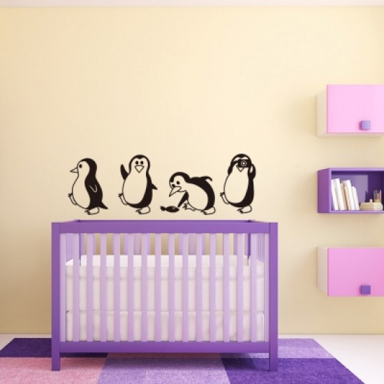 Cute Penguin Cartoon Wall Stickers For Kids Room Decoration