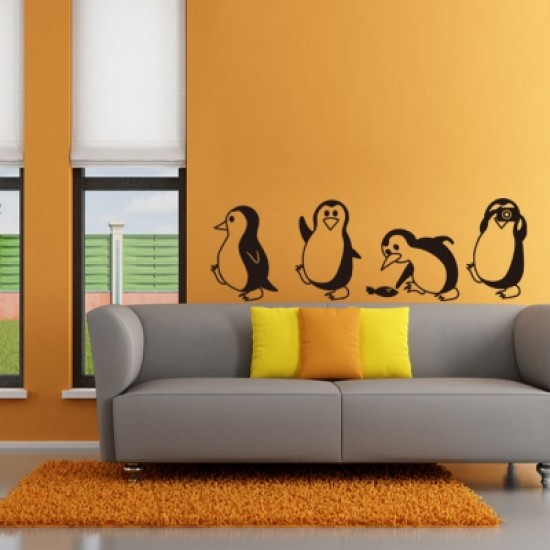 Cute Penguin Cartoon Wall Stickers For Kids Room Decoration