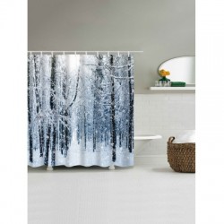 Christmas Snow Forest Print Waterproof Shower Curtain