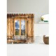 Wood Window Landscape Fabric Shower Curtain