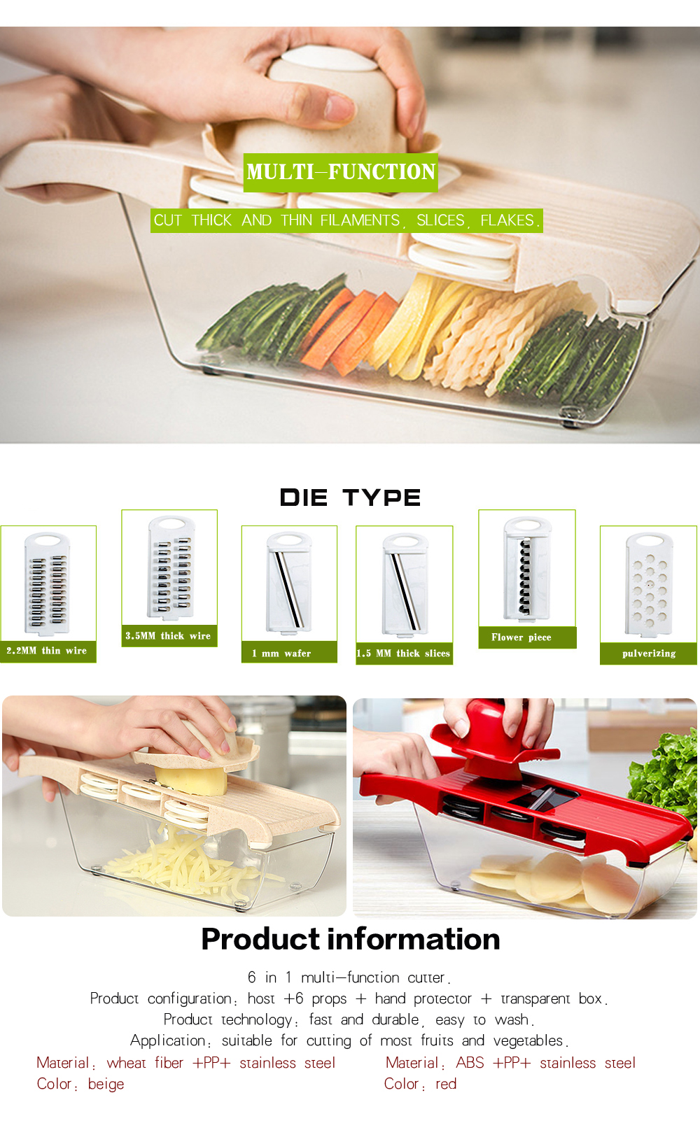 Slicer Vegetable Cutter with Stainless Steel Grater Dicer Kitchen Tool