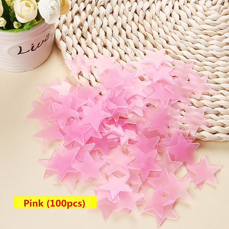 WS 100Pcs Lovely Luminous Stars Wall Stickers Home Glow In The Dark  for Kids Fluorescent Decoration