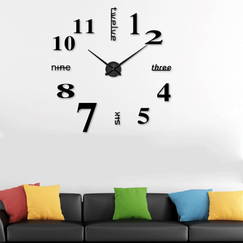 DIY Wall Mounted Clock Modern Unique Numbers Design Decorative