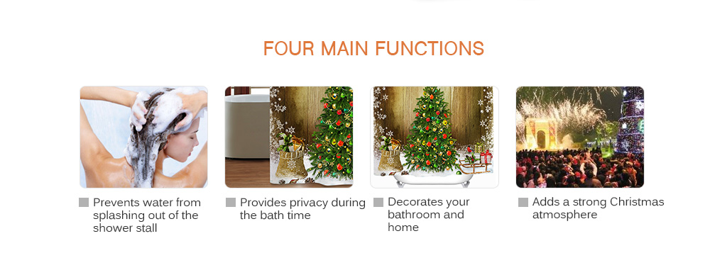 Christmas Snow Tree Digital Painting Shower Curtain Waterproof Mildew Resistant Fabric 180 x 180cm