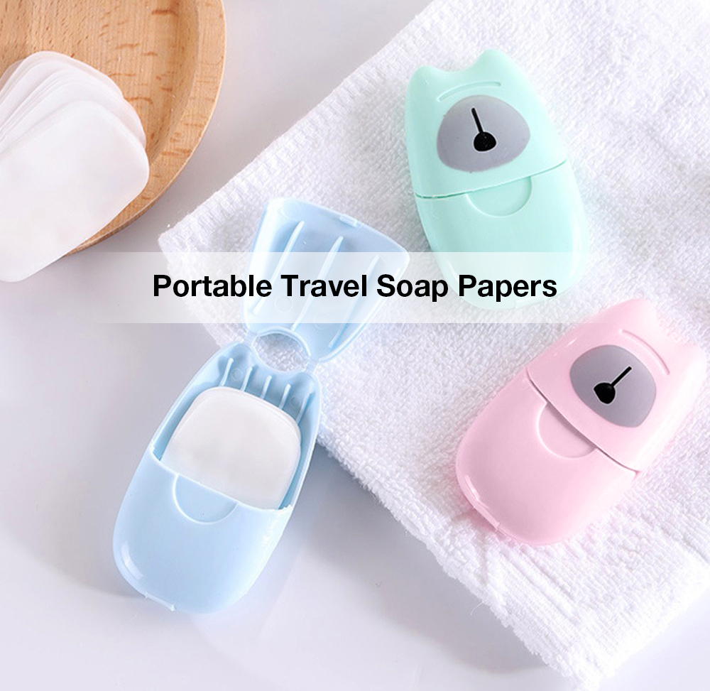 Mini Travel Soap Paper Box Built-in 50PCS Sheets Flower Fragrance Disposable Hand Washing Tablets